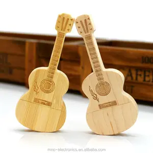 Gerçek kapasite özelleştirmek lazer oyma logosu 4GB 8GB 16GB ahşap akçaağaç bambu gitar şekilli usb flash bellek sopa anahtar kalem sürücü