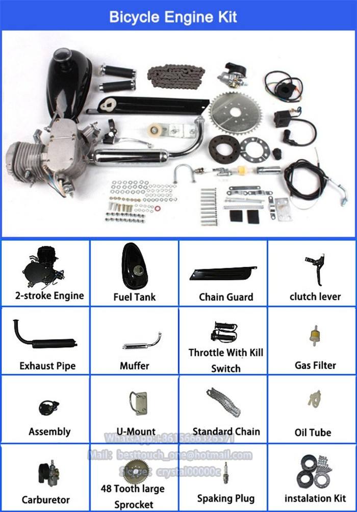 Gas Powered 2-Stroke 80cc Bicycle Motor Kit for Cycling