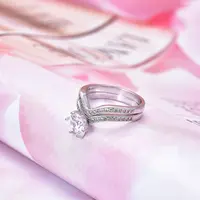 Conjunto de anillos de boda para mujer, joyería de compromiso de Plata de Ley 925 con zirconia cúbica personalizada, joyería de lujo a la moda
