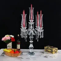 Commercio all'ingrosso di Alta Qualità 5 Bracci di cristallo di vetro trasparente candelabro Candeliere Supporto di Candela per la tavola di Nozze Centrotavola