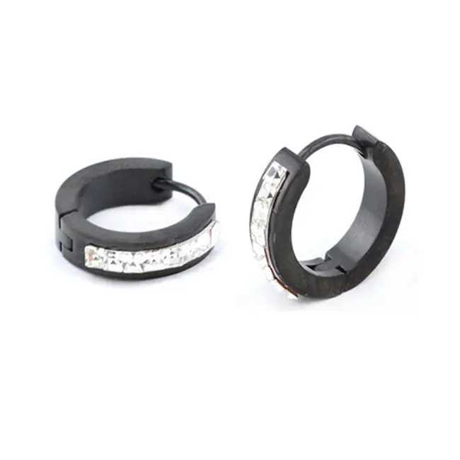 ZS05099 мужские черные серьги-кольца, необычные серьги jhumka с микрозакрепкой бриллиантами