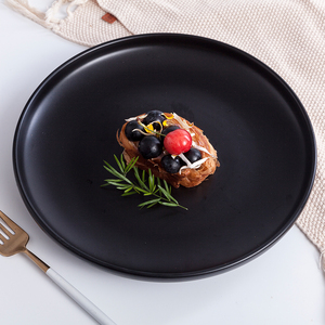 Hotel Supplier Entree <strong>Side</strong> Dishes Crockery 7" 10.5" Ceramic Black <strong>Plate</strong> - Product Image 1