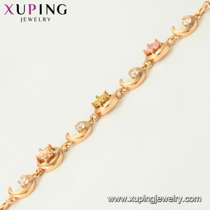 75819 Xuping Fashion Gift Jewelry Gold Plated Moon and <strong>Star</strong> Shape Crystal Charm Bracelet - Product Image 5