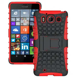 Téléphone Cas Pour Microsoft lumia 950 XL 950XL Hybride Béquille Robuste En Caoutchouc Armure Dur PC + TPU Avec Le Stand