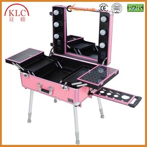 Salling caliente Sudamérica producción equipamiento de peluquería Rosa Rodante caja del tren de maquillaje completo con espejo - Product Image 2