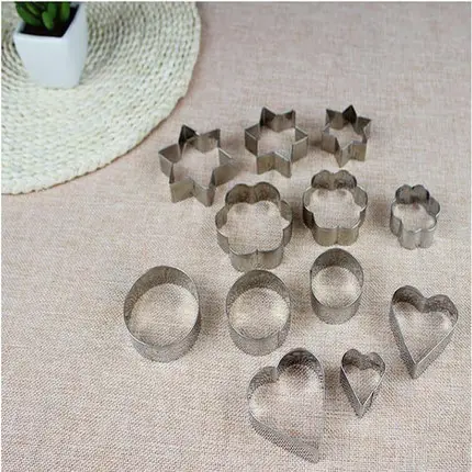 Stainless steel cookie mold with round and star and flower and heart