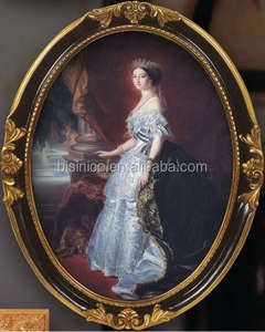 Pintura al óleo de retrato enmarcado de madera de hoja de oro antigua, imagen de decoración de montaje en pared - Product Image 2