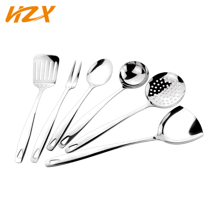 Différents types de miroir de polissage soupe louche inoxydable cuisine cuillère ensemble ustensile