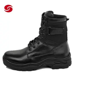 Schwarze taktische Stiefel für Herren Wanderstiefel professionelle Ausrüstung individuelles Vollkornleder Logo 6.5-11 CN; FUJ 39-46