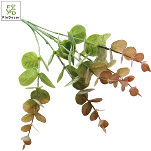 Feuilles vertes artificielles d'eucalyptus en plastique, 5 branches, décoration de fête de mariage et de noël - Product Image 2