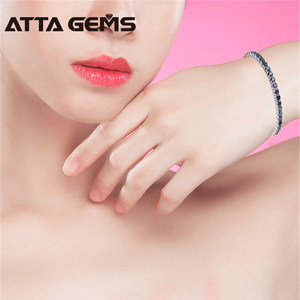 Pulsera de tenis de lujo con zafiro azul para mujer, plata de ley 925 - Product Image 6