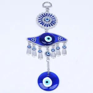 Zhuo Dian Factory Produce Big Blue Turkish Glaze Evil Eyes Alloy Pendant for Wall Decoration and Car Hanging