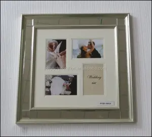 Moulure de cadre photo champagne avec bâton miroir sur double tapis cadre photo miroir de mariage cadre photo