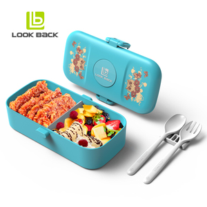 Tùy chỉnh leakproof đa khoang Bento Hộp Ăn Trưa với thép không gỉ dao kéo nhựa container thực phẩm lò vi sóng an toàn - Product Image 1