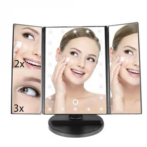 Gương Trang Điểm Trang Điểm Có Đèn Gương Mỹ Phẩm Chiếu Sáng Phóng Đại Gương Trang Điểm LED Gập Ba Điều Khiển Cảm Ứng - Product Image 1