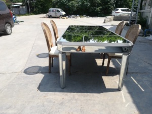 Rental Glass Silver Modern Mirrored <strong>Foldable</strong> <strong>Dining</strong> <strong>Table</strong> for Apartment Wedding Event Restaurant Hotel Parties - Product Image 6