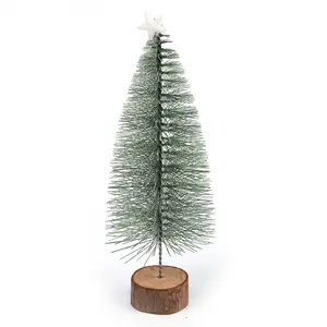 人工ミニクリスマスツリーは、テーブルトップの装飾のための木製ベースボトルブラシの木でサイザル麻の木をアップグレードします冬の工芸品の装飾