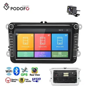 Podofo Android 2 Din autoradio stéréo 8 "écran tactile GPS BT FM pour VW/PASSAT/POLO/GOLF 5/6 + fabricant de caméra arrière