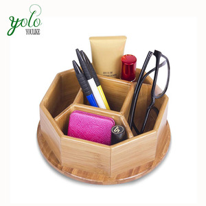 Make Up Perfume manager Make Up Tray 360 Degree Rotation Large Capacity Vanity Storage Lotion Display Box Log Bamboo