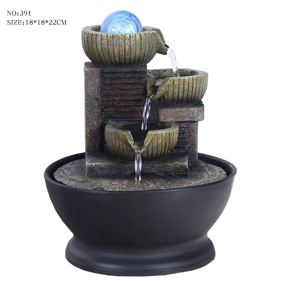 NEW Tabletop Metal Flower Water Fountain Decor Home Room Office