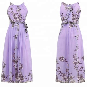 Wholesale <strong>Summer</strong> Women Beach <strong>Dress</strong> Chiffon Floral Printed Halter Tunic Sleeveless Long Maxi Party <strong>Boho</strong> <strong>Dresses</strong> - Product Image 6