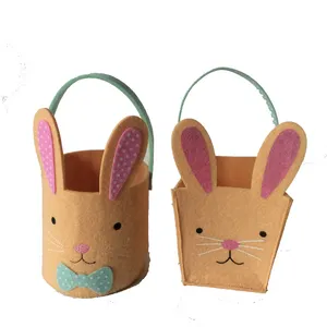 Sac cadeau de pâques en forme d'agneau en feutre, lapin, poussin, panier à bonbons de pâques, seau de décoration pour enfants