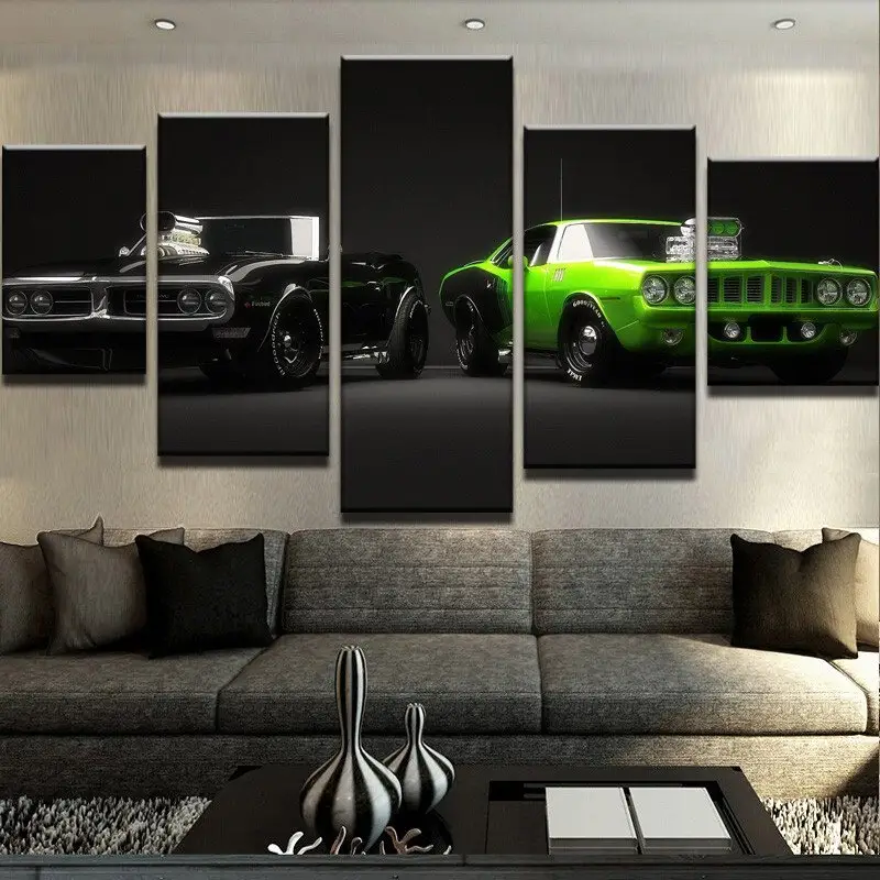 Canvas Wall Art Posters Prints Canvas Painting Wall Pictures For Living Room Home Decor 5 Piece Cool Car Oil Prints