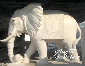 Gran decoración de jardín al aire libre tamaño personalizado tallado a mano puerta blanca estatua de elefante - Product Image 4