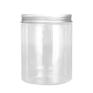 500Ml 1Kg Lege Frosted Clear Plastic Cosmetische Pot Met Aluminium Deksel