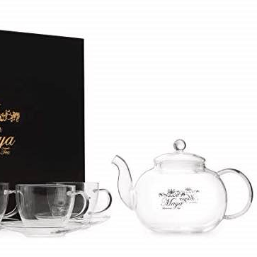 Glass Teapot with Glass Cups & Saucers Glass Drinking Tea Sets With Elegant Gift Box