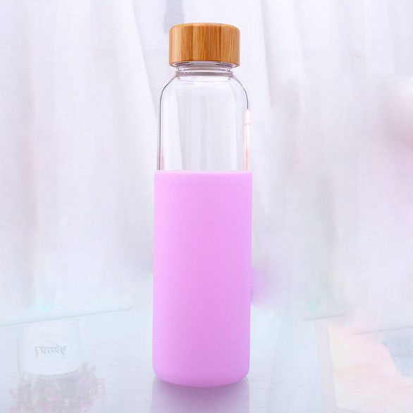 550ml Food grade Borosilicate glass sports water bottle with silicone sleeve