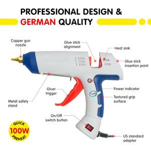 <span class=keywords><strong>Pistola</strong></span> de Pegamento Termofusible de Tamaño Completo, 100 W, Kit <span class=keywords><strong>Profesional</strong></span> con Estuche, 12 Barras de Pegamento, <span class=keywords><strong>Pistola</strong></span> de Pegamento de <span class=keywords><strong>Silicona</strong></span> Blanca - Product Image 3