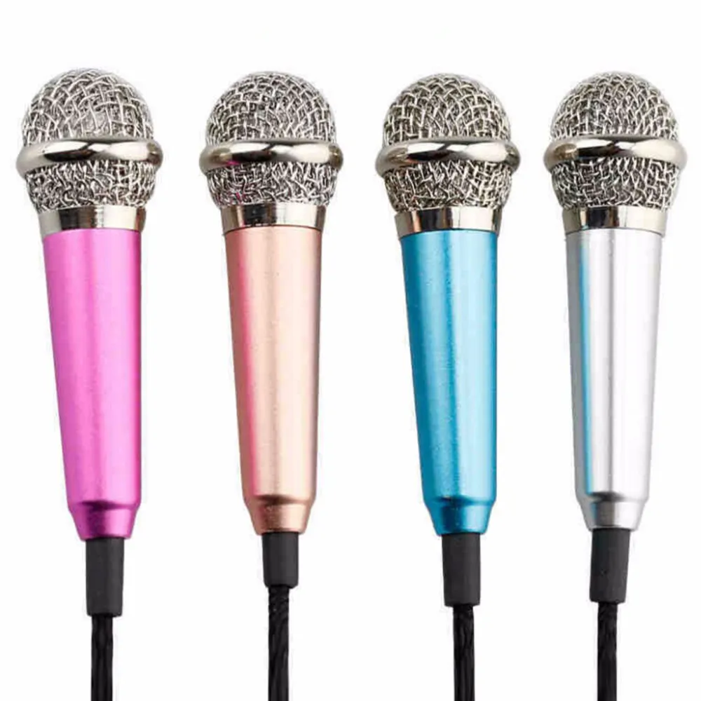 Kleurrijke 3.5mm Metalen KTV TV Karaoke Mini Mobiele Telefoon Microfoon