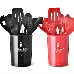 Fournisseur alibaba Premium silikon plastik tutucu ile 11 adet mutfak eşyaları