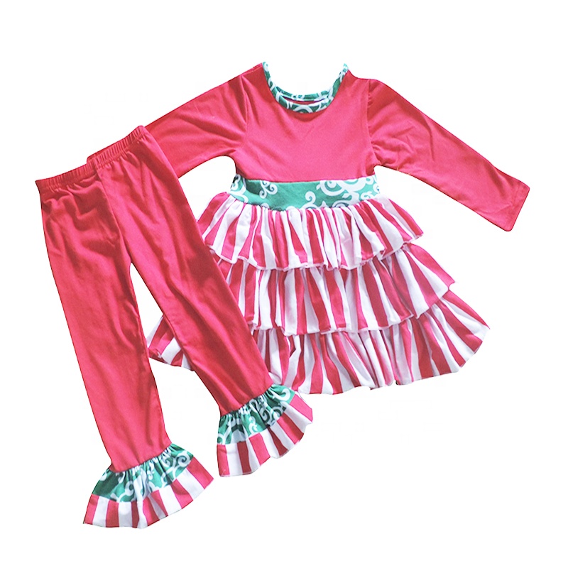 Комплекты рождественской одежды для маленьких девочек; одежда для влажной погоды; красное платье с рюшами и жемчугом