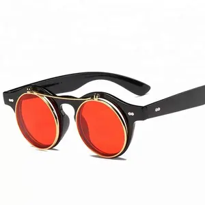 2017 Mannen Stoom Punk Plastic Frame Flip Up Zonnebril Fashion Zonnebril