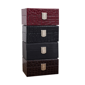 Crocodile Leather Watch Box For 2 Watches Rings Organizer Manufacturers Custom Wholesale