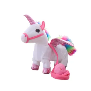 Mainan Lucu Berjalan Listrik Unicorn Mainan Mewah Boneka Hewan Elektronik Musik Unicorn Mainan