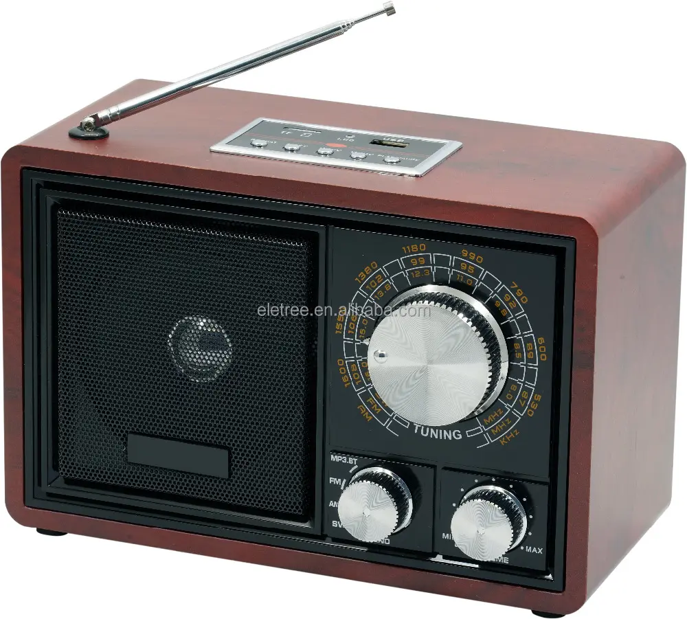 Caixa de rádio de madeira PX-P5BT, alto-falante sem fio antigos rádio vintage