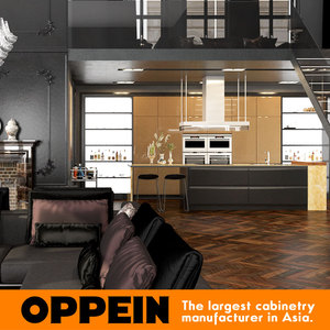 2016 El Último Diseño Moderno Laca Gabinete De Cocina de la Isla de Lujo de Oro Negro - Product Image 4