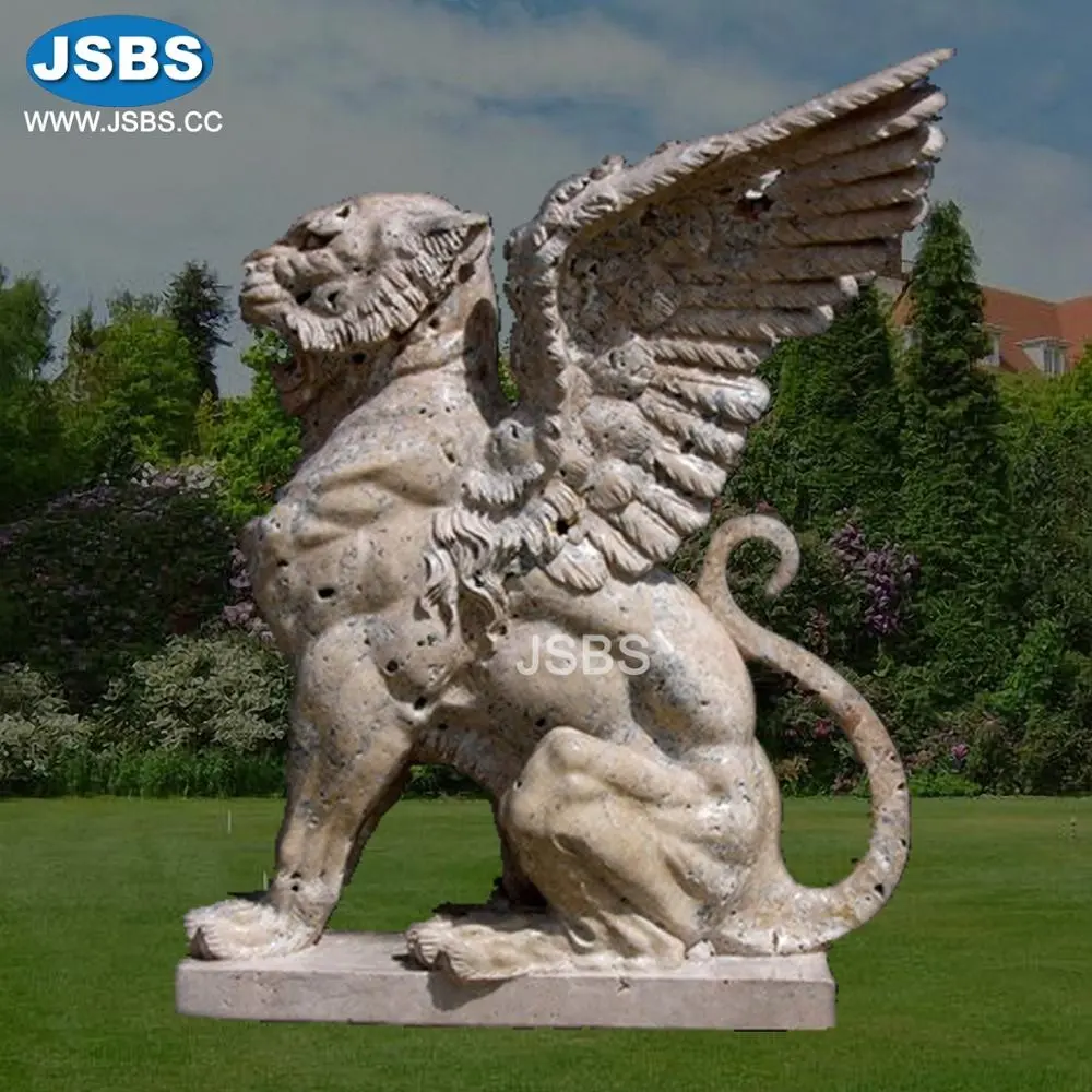 Leão de escultura de pedra de design exclusivo, com asas