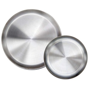 Piatto <span class=keywords><strong>da</strong></span> pranzo rotondo in acciaio inossidabile 9.0 304 lucido opaco, piatto <span class=keywords><strong>da</strong></span> campeggio <span class=keywords><strong>esterno</strong></span>, senza BPA - Product Image 1