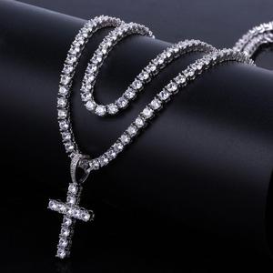 DIY <strong>Gold</strong> Plated Zircon <strong>Ankh</strong> Key Cross Pendant Tennis Chain <strong>Necklace</strong> - Product Image 3