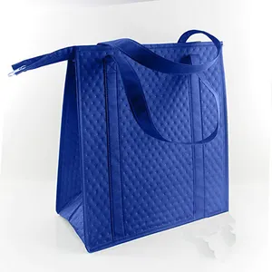 轻质隔热购物杂货手提袋，带拉链封口便携式冷藏袋，适用于热食和冷冻食品
