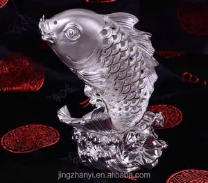 Escultura de prata esculpida do peixe da adivinhação do design superior -oem
