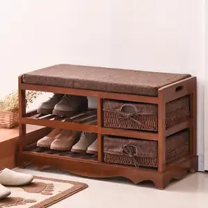 Wholesale home furniture Unique Modern Solid Wood storage shoe rack cabinet