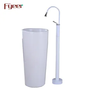 Fyeer Putih Painted Floor Mounted Basin Mixer Tap