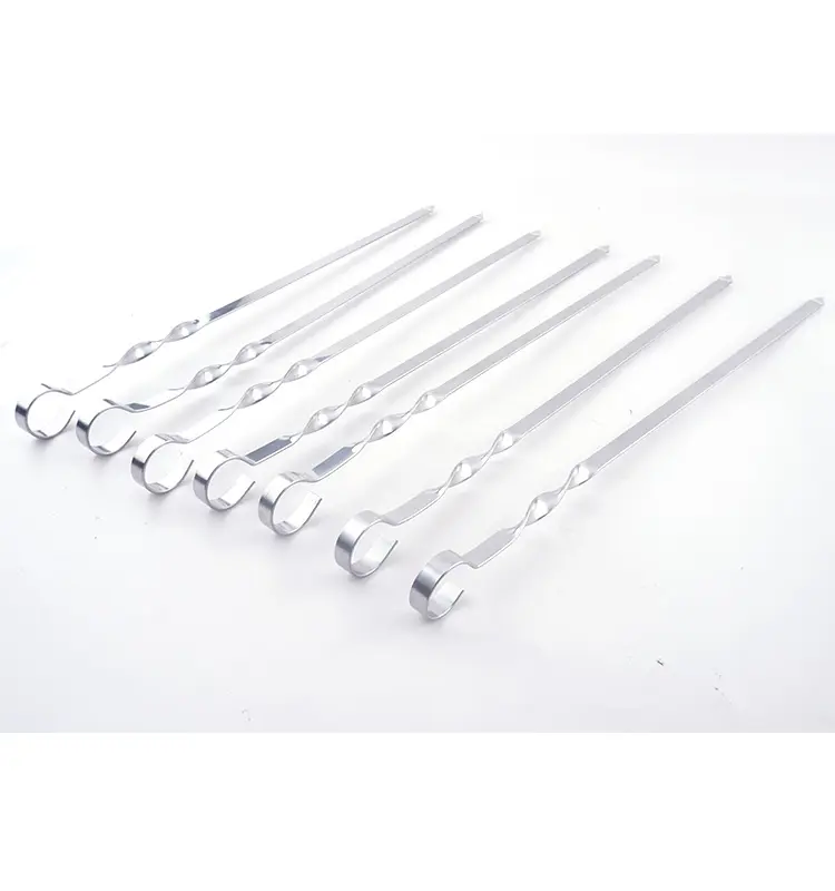 16 polegadas Overlength Reutilizável CHURRASCO CHURRASCO de Aço Inoxidável 430 Linhas Torcidas Para Grill Espeto Com Cabide E Isolamento Térmico