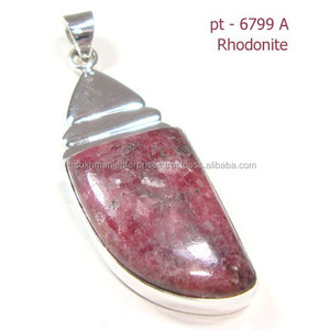 Pendentif en argent Sterling 925, bijoux en pierre naturelle, Rhodonite, vente en gros - Product Image 3