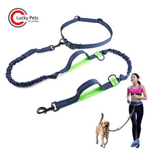 Tali anjing bebas genggam dengan kantong ritsleting empuk ganda untuk berjalan Jogging berlari anjing peliharaan - Product Image 6